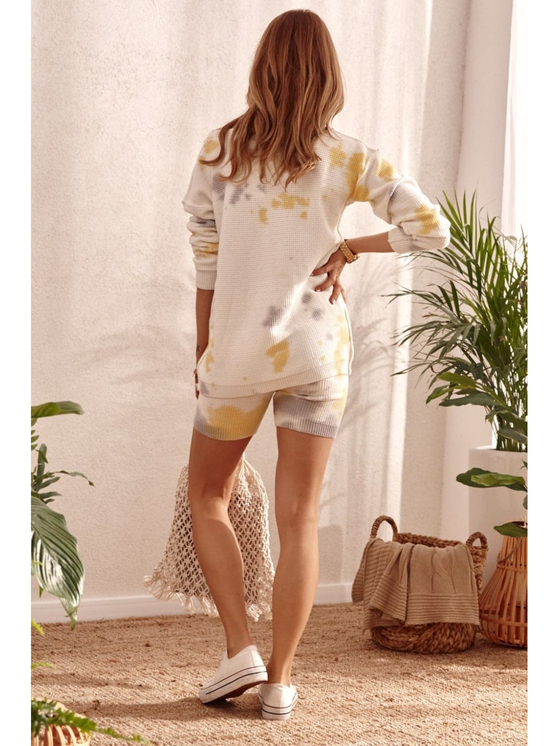 Knitted sweater and shorts set, gray and yellow 3211045 - Online store - Boutique